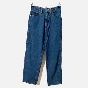 BDG Urban Outfitters Blue Denim Straight Leg High-Rise Wide Leg Jeans Logo Patch